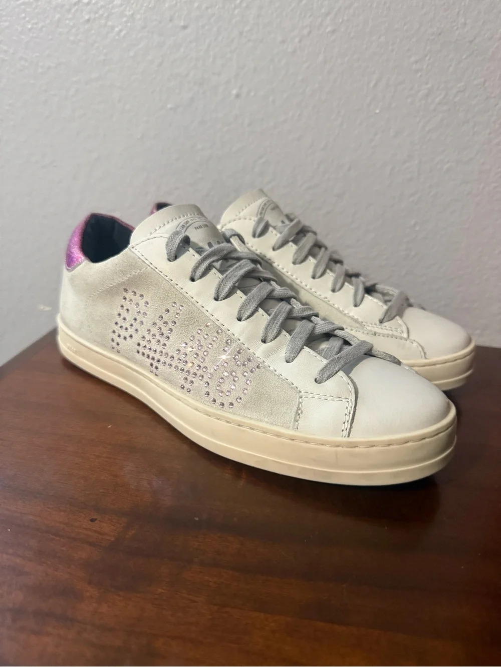 R448 Suede Low-Top Sneakers with Pink Accent
